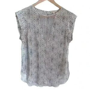 Silk Rebecca Taylor Charlie Blouse Geometric Pink Blue Short Sleeve Size 4